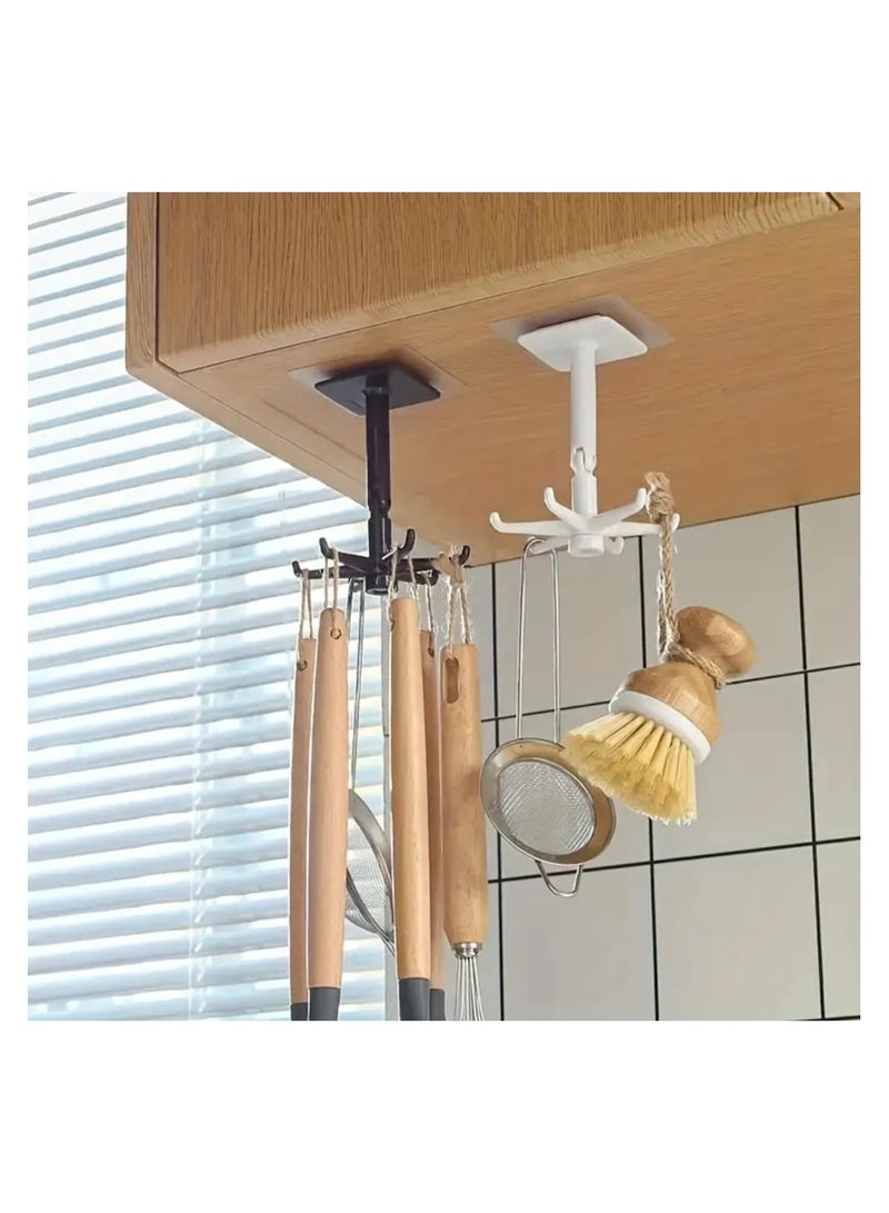 إل ديس قطعة واحدة من حامل الأواني الدوّار 360 درجة – منظم أدوات المطبخ قابل للتوسيع للتثبيت على الحائط، ذاتي اللصق بدون حفر، مزود بخطافات دوّارة لتخزين الملاعق والأواني والمقالي والأغطية وأدوات الطهي - Image 5