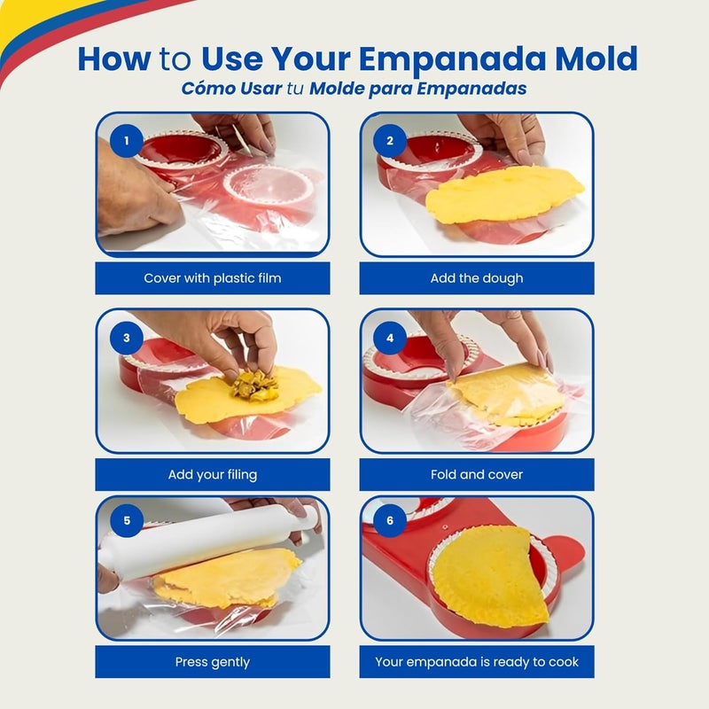 TRAITOOLS Molde para Arepas & Molde para Empanadas – Dough Press Combo with 3 Round Molds (5.9", 4.3", 3.1") – Maquina para Hacer Empanadas y Arepas Colombianas, Pastelitos, Gorditas, Panzerotti, and More - Image 5