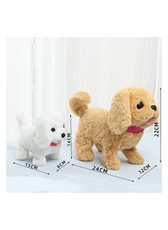 Simulation Electric Plush Golden Retriever Dog Leash Walking Wagging Tail Barking Pet Electronic Children's Toy Dog-Color:White (type B Without Clothes)  - Image 3