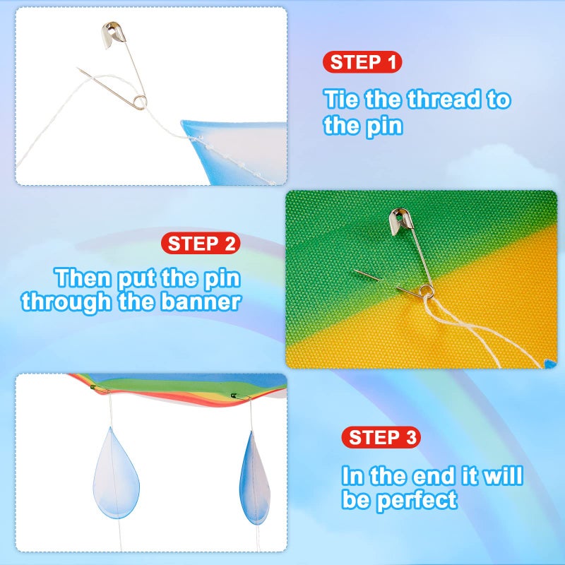 Frienda Rainbow Ceiling Decoration Hanging Rainbow Cloud Ceiling Decoration With Raindrop Garland Party Decorations Raindrop Garland Bunting For Birthday Baby Shower Daycare Decorations Supply - Image 2