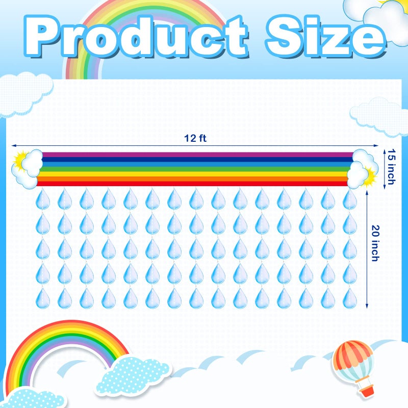 Frienda Rainbow Ceiling Decoration Hanging Rainbow Cloud Ceiling Decoration With Raindrop Garland Party Decorations Raindrop Garland Bunting For Birthday Baby Shower Daycare Decorations Supply - Image 3