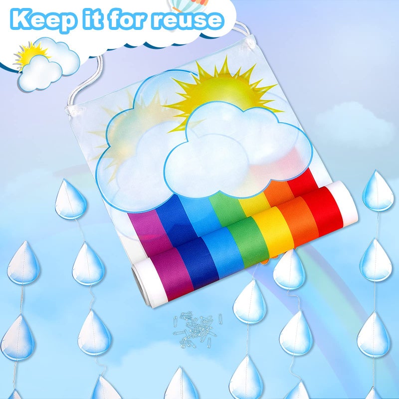 Frienda Rainbow Ceiling Decoration Hanging Rainbow Cloud Ceiling Decoration With Raindrop Garland Party Decorations Raindrop Garland Bunting For Birthday Baby Shower Daycare Decorations Supply - Image 4