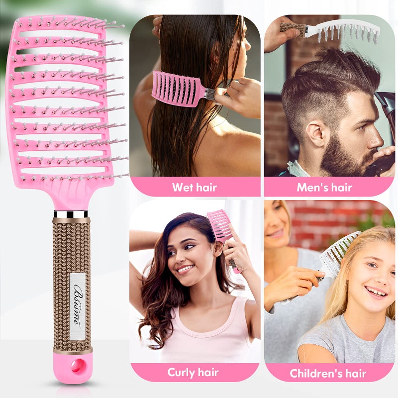 Bsisme Hair Brush, Vented Curved Styling Brush for Faster Blow Drying, Professional Detangling Brush for Women and Men, White - Image 4