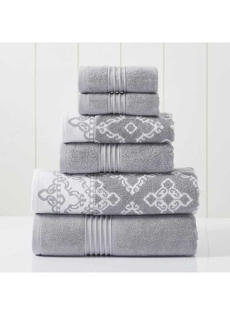Modern Threads Modern Threads 6 Piece Set 2 Bath Towels 2 Hand Towels 2 Washcloths Yarn Dyed JacquardSolid Towel Set Charlize Stone 