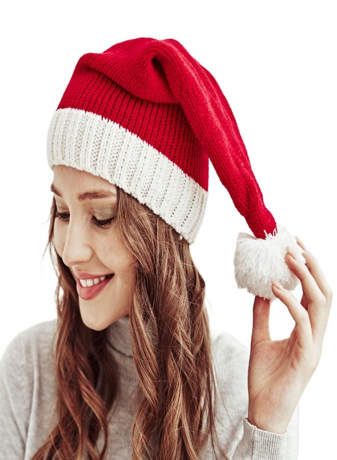 Ankelesz Christmas Hat Winter Mother & Baby Knit Cap Xmas Parent-Child Pom Beanie Hat Santaa Crochet Hats (Kids) Red - Image 1