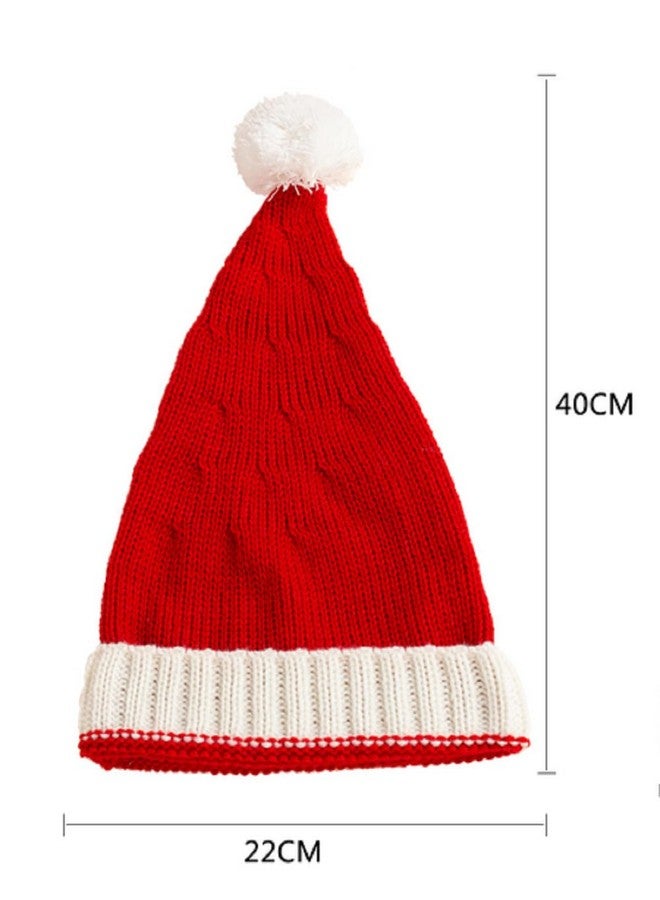 Ankelesz Christmas Hat Winter Mother & Baby Knit Cap Xmas Parent-Child Pom Beanie Hat Santaa Crochet Hats (Kids) Red - Image 4