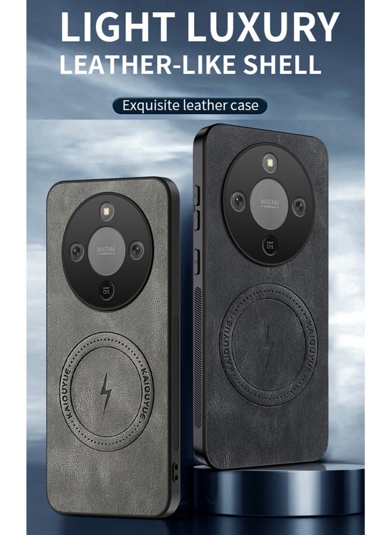 Youque For Honor X9d Magnetic PU Leather Phone Case, Compatible with Honor X9d Luxury Super Light Phone Back Cover Grey - Image 2