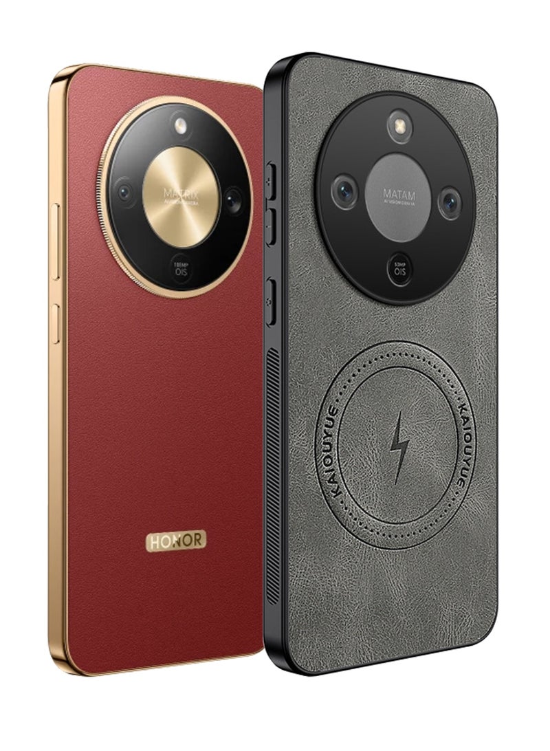 Youque For Honor X9d Magnetic PU Leather Phone Case, Compatible with Honor X9d Luxury Super Light Phone Back Cover Grey - Image 1