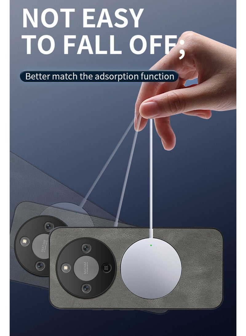 Youque For Honor X9d Magnetic PU Leather Phone Case, Compatible with Honor X9d Luxury Super Light Phone Back Cover Grey - Image 3