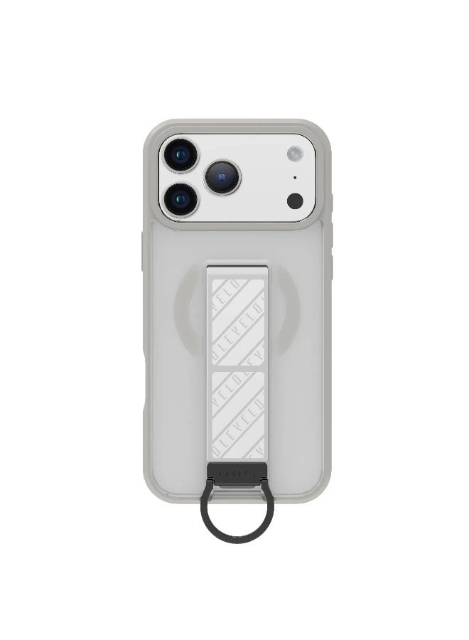 LEVELO iPhone 17 Pro Max MagSafe Morphix Clara Grip Case with Shock-Resistant Bumper and Strong Magnets/ Back Cover with Versatile D-Ring Stand -Silverstone - Image 1