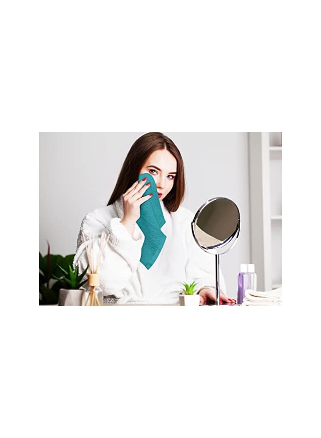 The Bros Cotton Washcloths Set - 100% Ring Spun Cotton, Premium Quality Flannel Face Cloths, Highly Absorbent and Soft Feel Fingertip Towels (24 Pack, Turquoise) - Image 4