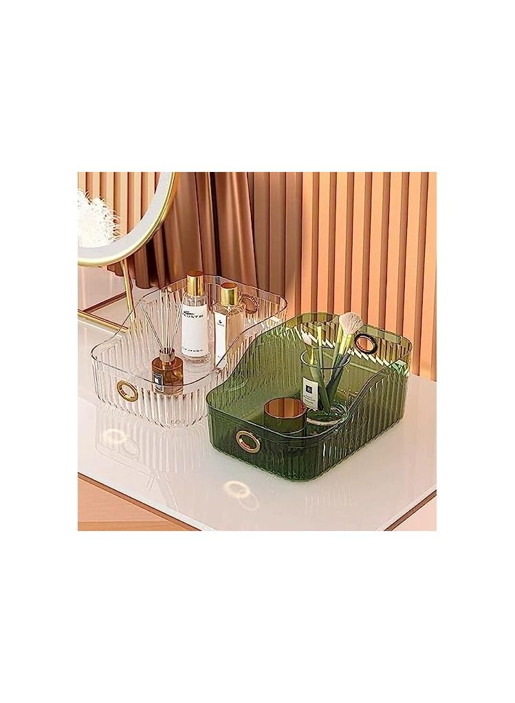 Spaceshoop Cosmetic Storage Box, Desktop Lipstick Decoration Table Skin Care Products Mask Transparent Sundries Acrylic Remote Control Box  Green Large - Image 3