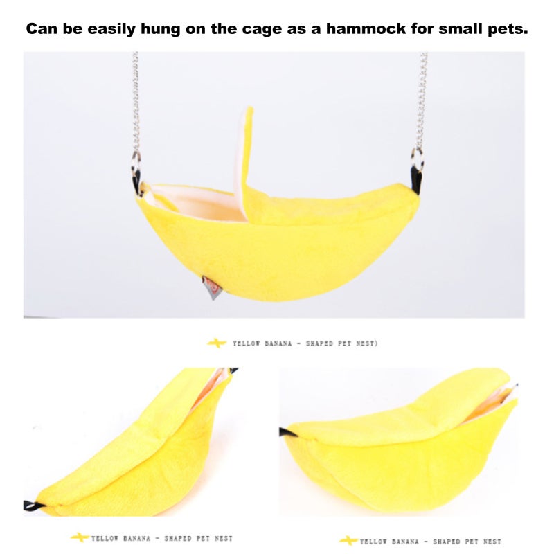 Hanging Banana Pet Bed: 20cm X 6.5cm Short Plush Soft Comfortable Warm - Adorable Yellow Durable Bed for Small Pets Like Squirrel Hamster Home Use - Image 5