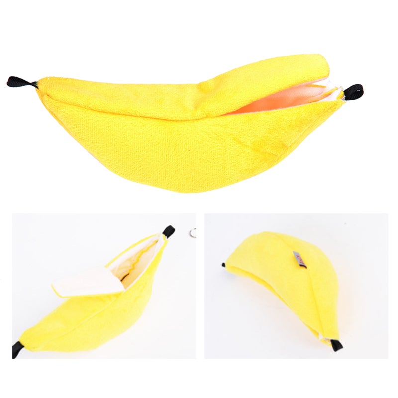 Hanging Banana Pet Bed: 20cm X 6.5cm Short Plush Soft Comfortable Warm - Adorable Yellow Durable Bed for Small Pets Like Squirrel Hamster Home Use - Image 2