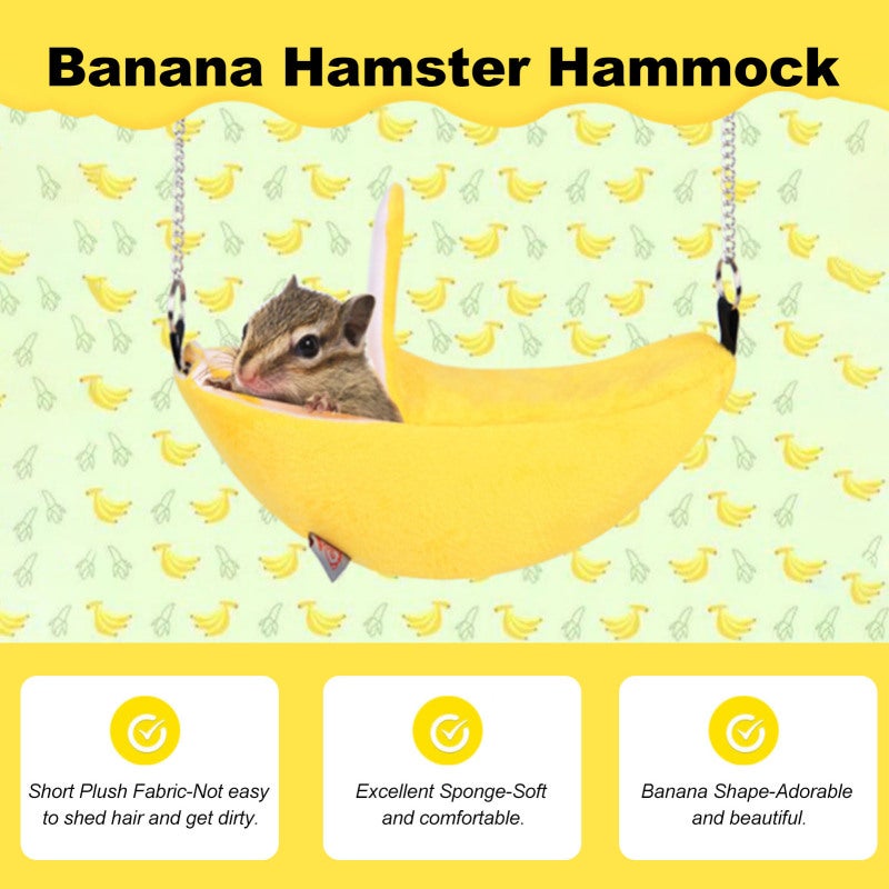 Hanging Banana Pet Bed: 20cm X 6.5cm Short Plush Soft Comfortable Warm - Adorable Yellow Durable Bed for Small Pets Like Squirrel Hamster Home Use - Image 3