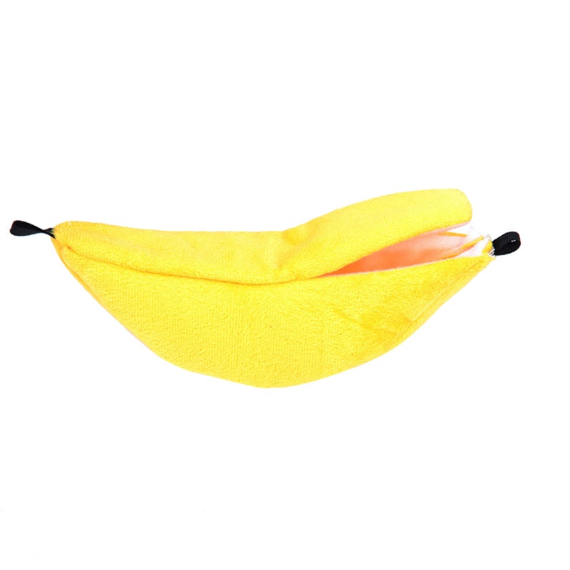 Hanging Banana Pet Bed: 20cm X 6.5cm Short Plush Soft Comfortable Warm - Adorable Yellow Durable Bed for Small Pets Like Squirrel Hamster Home Use - Image 1