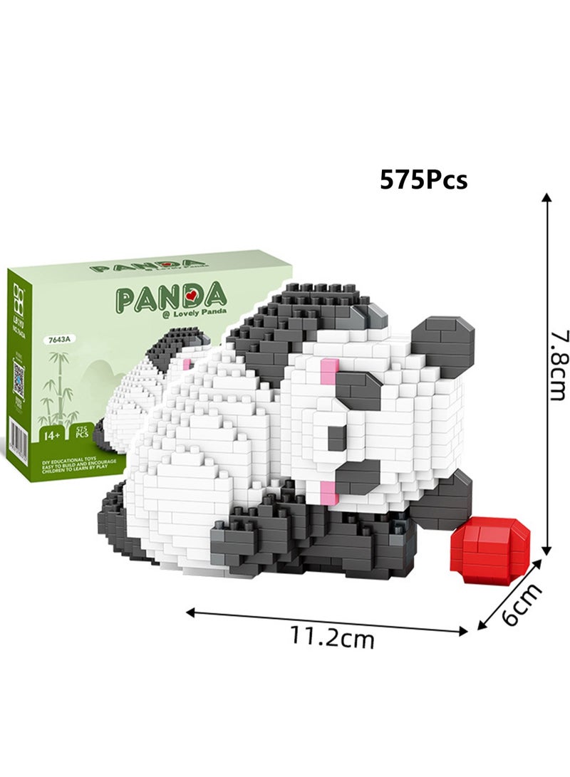 Children's Educational Assembly Toys Miniature Small Particle Building Blocks Panda Flower Self-assembly Model(Playing With Giant Pandas 575Pcs) - Image 2