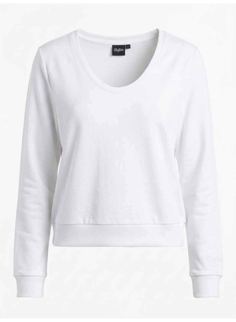 Buffalo Women’s Deep Scoop Neck Sweatshirt - White - Image 4