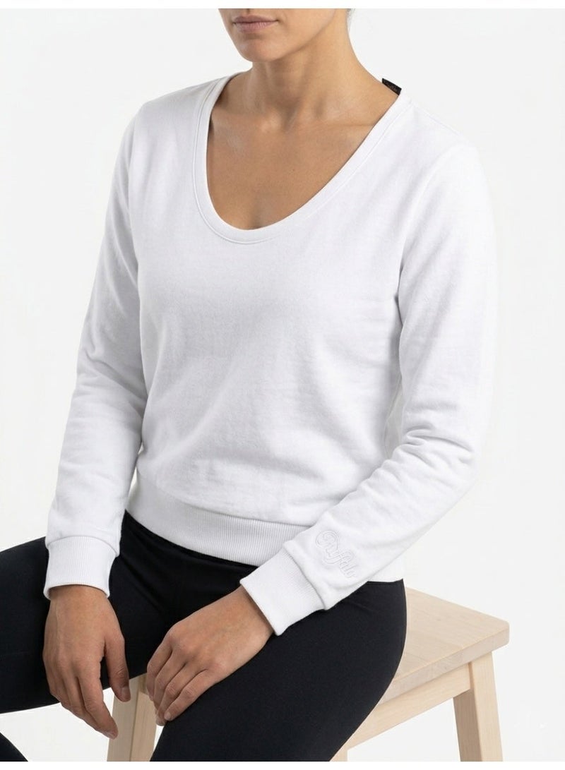 Buffalo Women’s Deep Scoop Neck Sweatshirt - White - Image 1