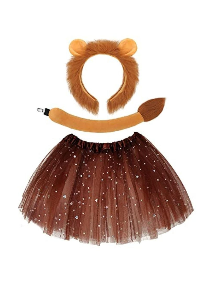 Lion Costume Set with Headband and Skirt for Girls and Women Perfect for Carnival and Cosplay - Image 1