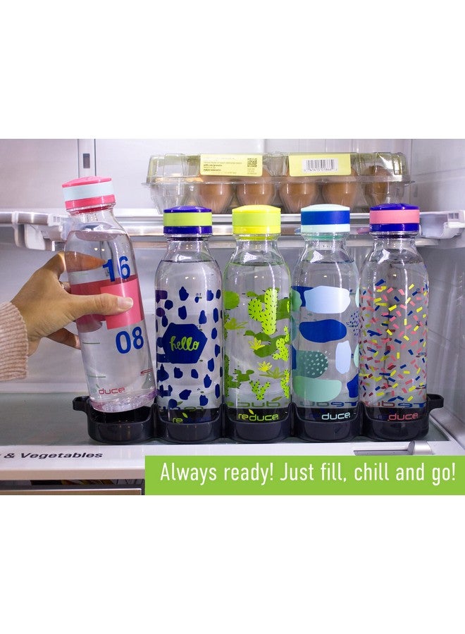Reduce WaterWeek Reusable Water Bottle Set, 20oz - Plastic Reusable Water Bottle Set of 5, Plus Fridge Tray - BPA-Free, Leak Proof Twist Off Cap - Score - Image 5