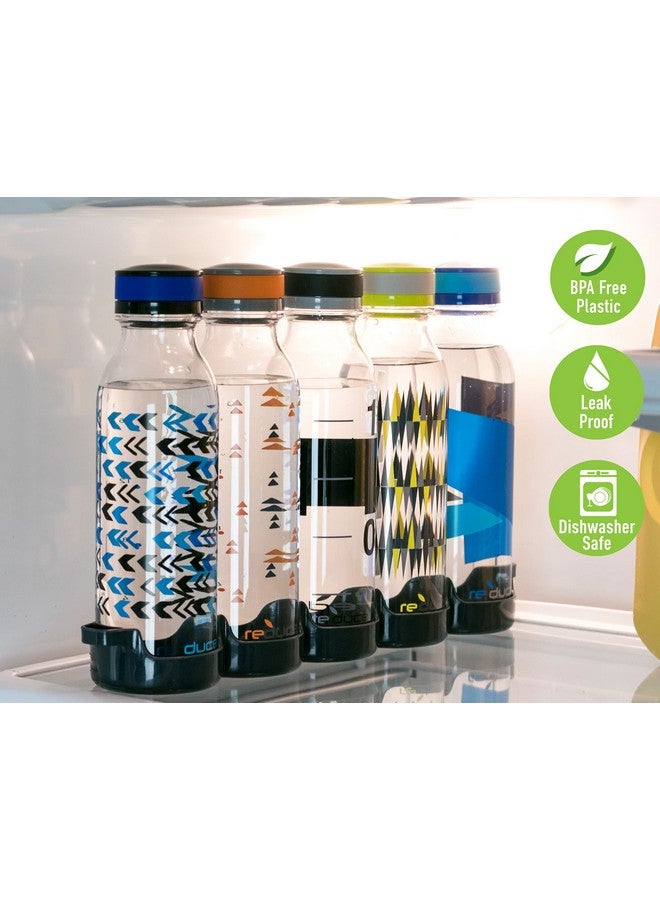 Reduce WaterWeek Reusable Water Bottle Set, 20oz - Plastic Reusable Water Bottle Set of 5, Plus Fridge Tray - BPA-Free, Leak Proof Twist Off Cap - Score - Image 3