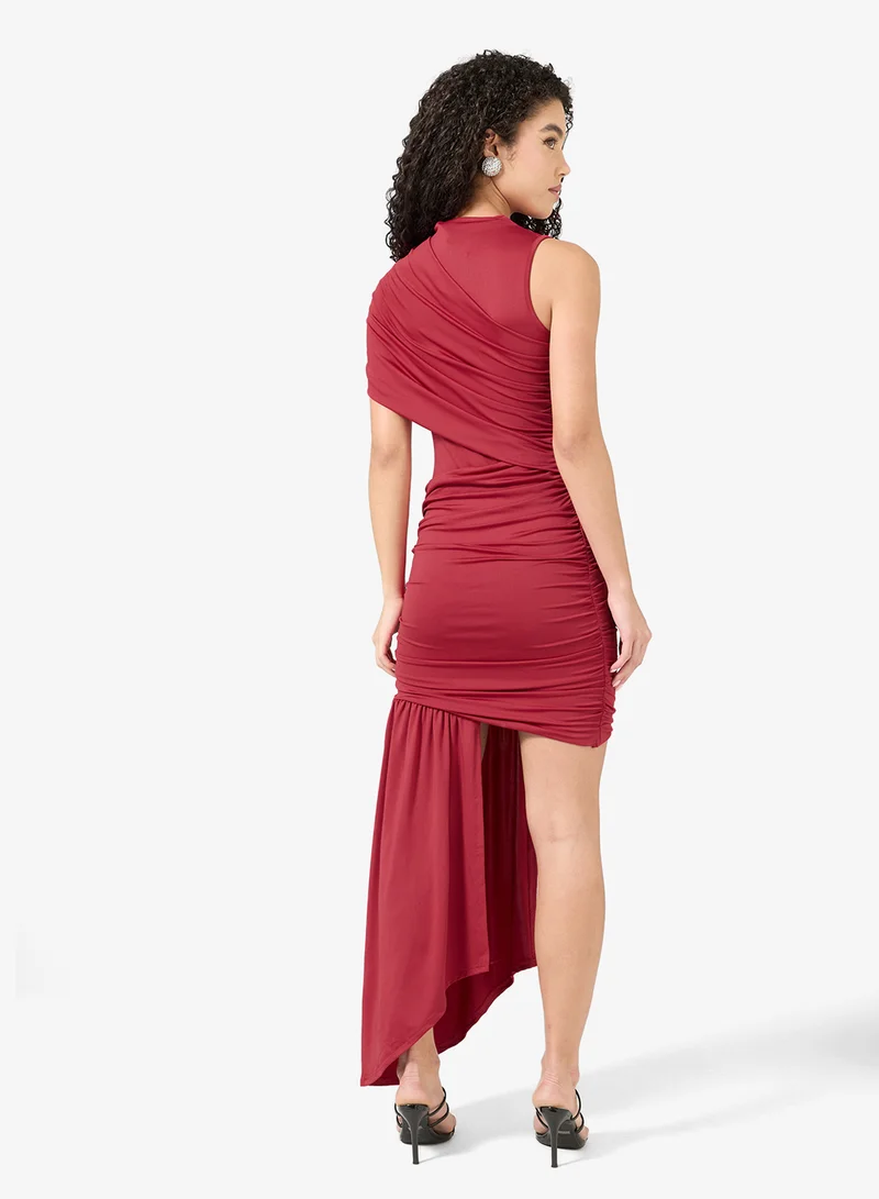 جينجر فستان ضيق بتصميم ملتف غير متماثل