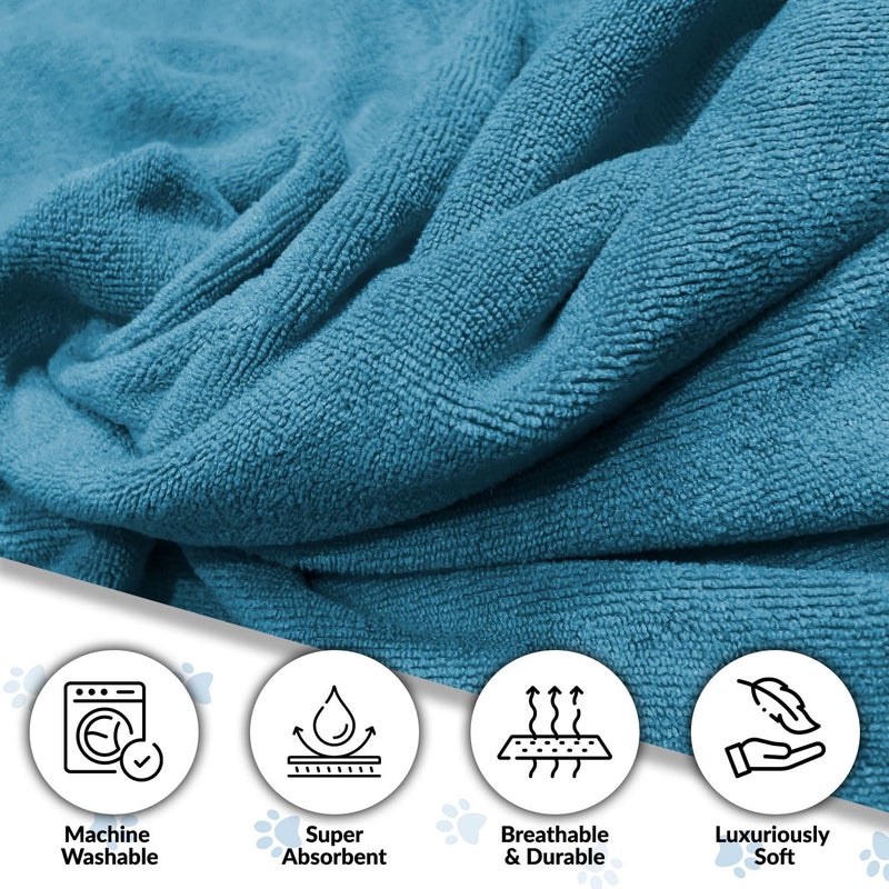 Sassoon Large Pet Towels, Built-in Hand Pockets, Ultra Soft & Microfiber, Cotton Texture, Bacteria Resistance, Quick Drying, Durable, Light and Compact, Colour - Peacock (Pack of 1) 19.6 x 39.3 Inches - Image 3