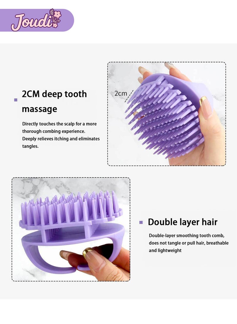 Joudi 2 Packs Scalp Massager Hair Brush,Hair Scrubber with Soft Silicone Bristles, Scalp Exfoliator Brush Dandruff Removal Shampoo Brush for Wet Dry Scalp Care（Pink and Purple） - Image 3