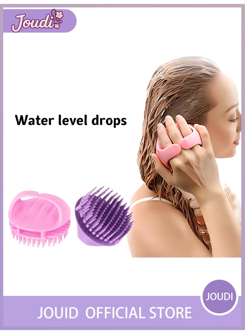 Joudi 2 Packs Scalp Massager Hair Brush,Hair Scrubber with Soft Silicone Bristles, Scalp Exfoliator Brush Dandruff Removal Shampoo Brush for Wet Dry Scalp Care（Pink and Purple） - Image 1