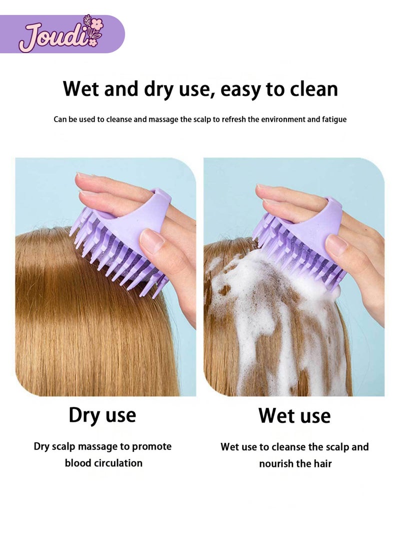 Joudi 2 Packs Scalp Massager Hair Brush,Hair Scrubber with Soft Silicone Bristles, Scalp Exfoliator Brush Dandruff Removal Shampoo Brush for Wet Dry Scalp Care（Pink and Purple） - Image 5