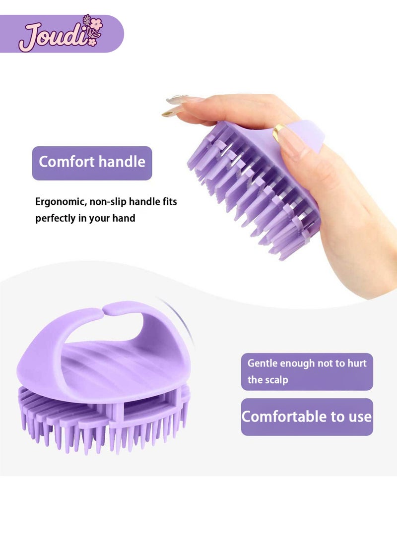 Joudi 2 Packs Scalp Massager Hair Brush,Hair Scrubber with Soft Silicone Bristles, Scalp Exfoliator Brush Dandruff Removal Shampoo Brush for Wet Dry Scalp Care（Pink and Purple） - Image 4