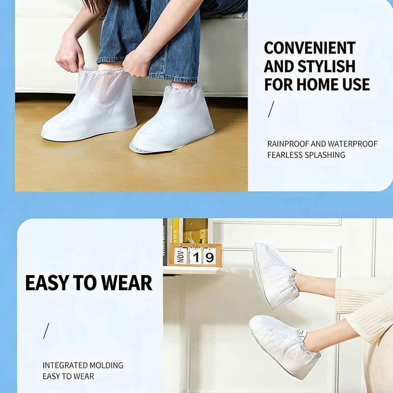 Long Disposable Rain Boot Covers 6 Pairs Extra Thick Waterproof Anti Slip Wear Resistant Reusable Outdoor Travel Hiking Cycling - Image 5