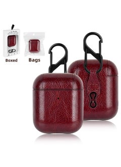 For Apple Bluetooth Headset Protective Case Airpods Pro Leather Case AppleAirpods432 Generation Headphone Case-Color:Dark Red Back Buckle-Applicable Model:Airpods 4 In Carton