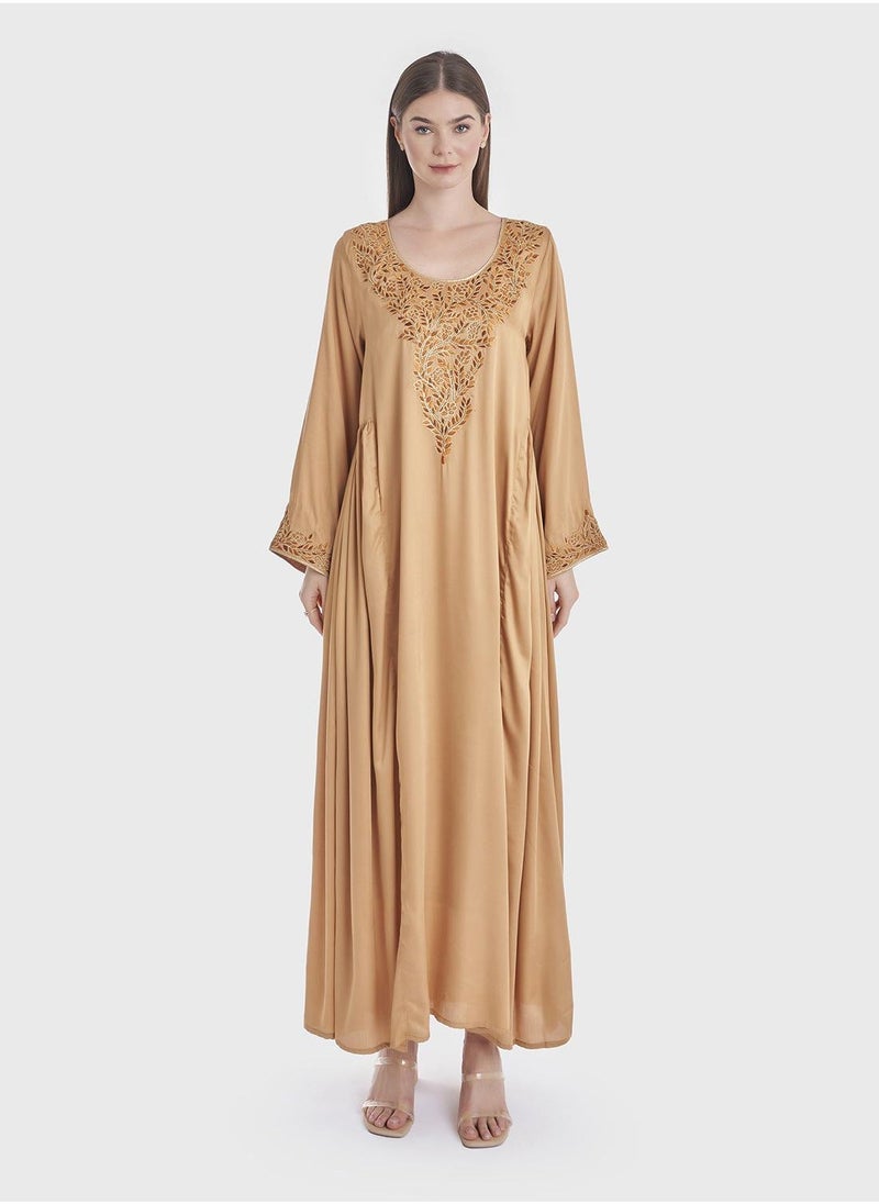 KASHKHA Modal Solid Computer Embroidery Jalabiya - Image 1