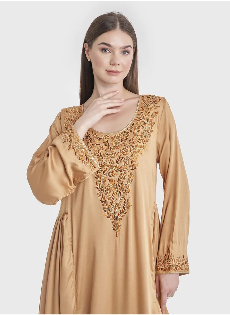 KASHKHA Modal Solid Computer Embroidery Jalabiya