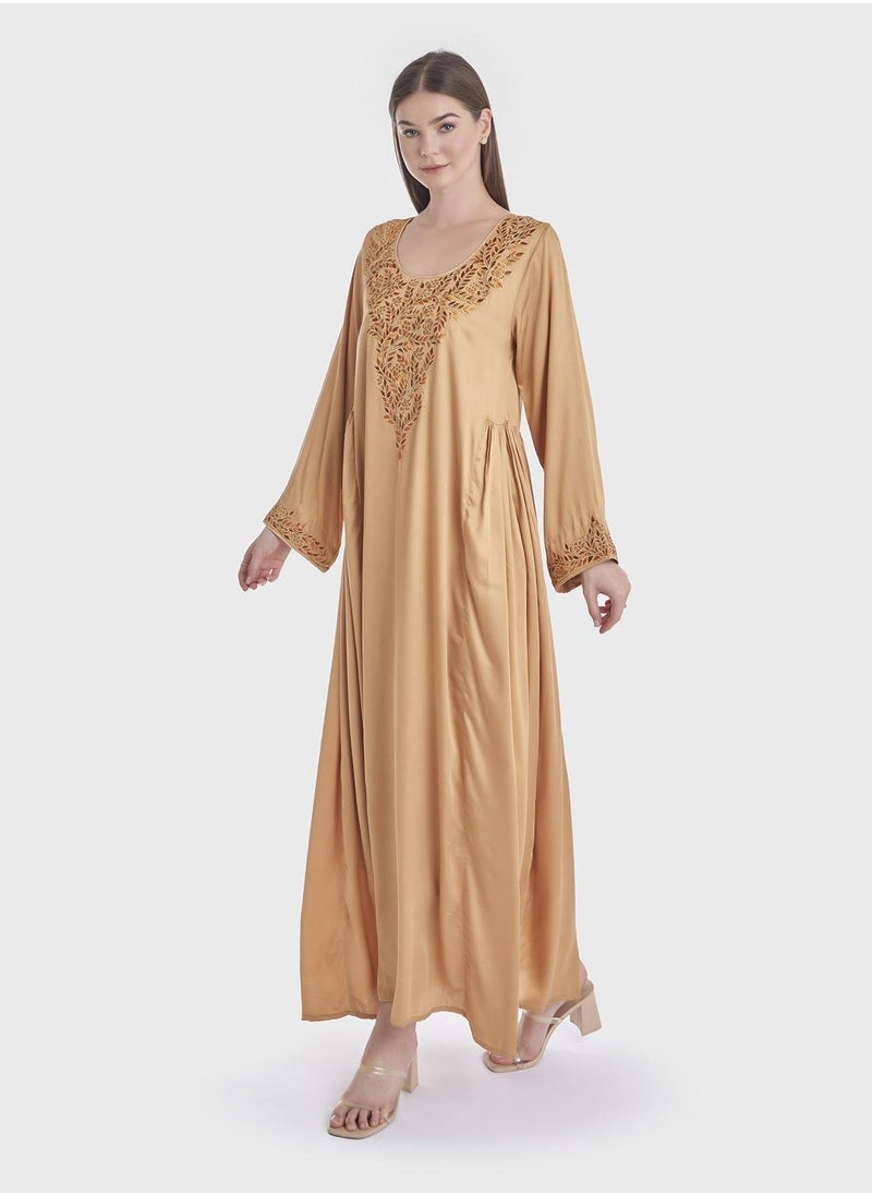 KASHKHA Modal Solid Computer Embroidery Jalabiya - Image 3