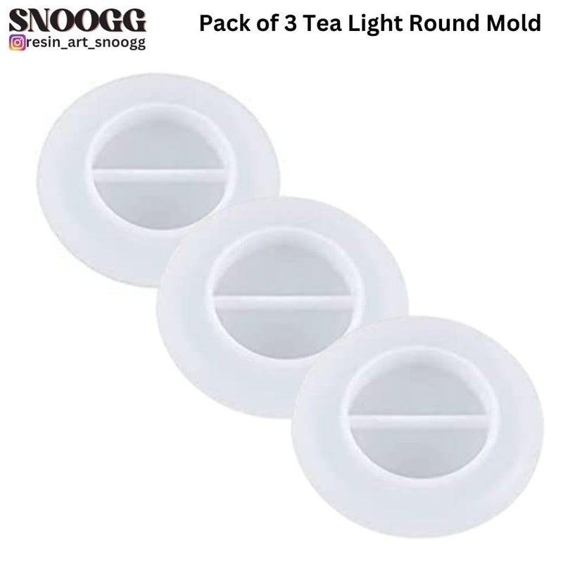 SNOOGG Pack of 3/3 Piece of Round Edge Tea Light Candle Mould Epoxy Resin Casting Moulds for Making and DIY Bulk, Clear Glass Candle Holder for Candle,Dinners,Wedding,Bathroom - Image 2