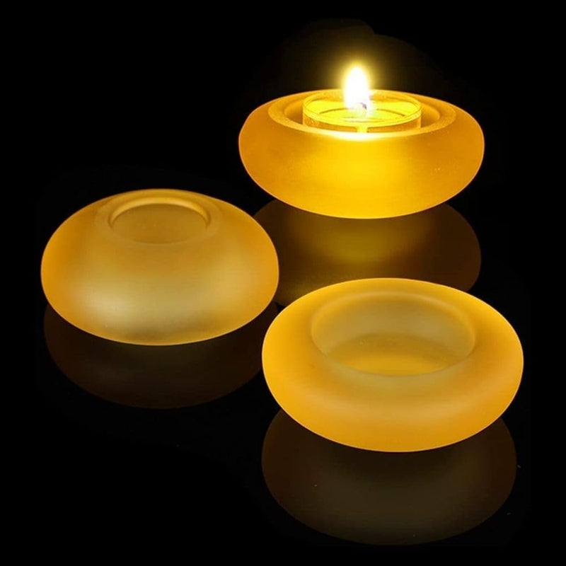 SNOOGG Pack of 3/3 Piece of Round Edge Tea Light Candle Mould Epoxy Resin Casting Moulds for Making and DIY Bulk, Clear Glass Candle Holder for Candle,Dinners,Wedding,Bathroom - Image 3