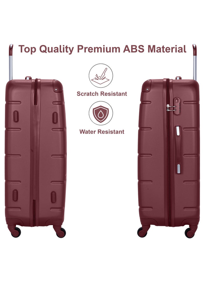 SENATOR Hard Case Travel Bag Large Checked Luggage Trolley ABS Lightweight Suitcase with 4 Spinner Wheels A1012, Burgundy - Image 3