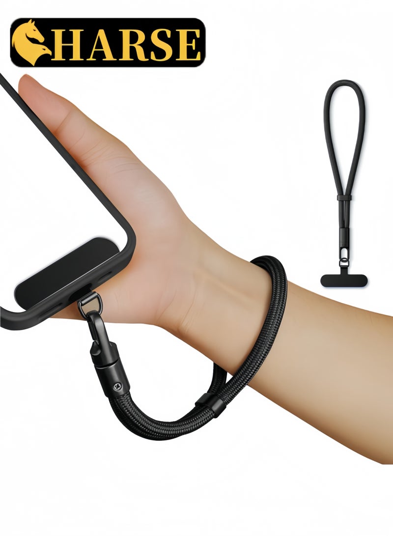 Harse Universal Phone Hand Wrist Strap Lanyard – Multifunctional Anti-Loss Wrist Strap Holder for Smartphones (Black) - Image 1