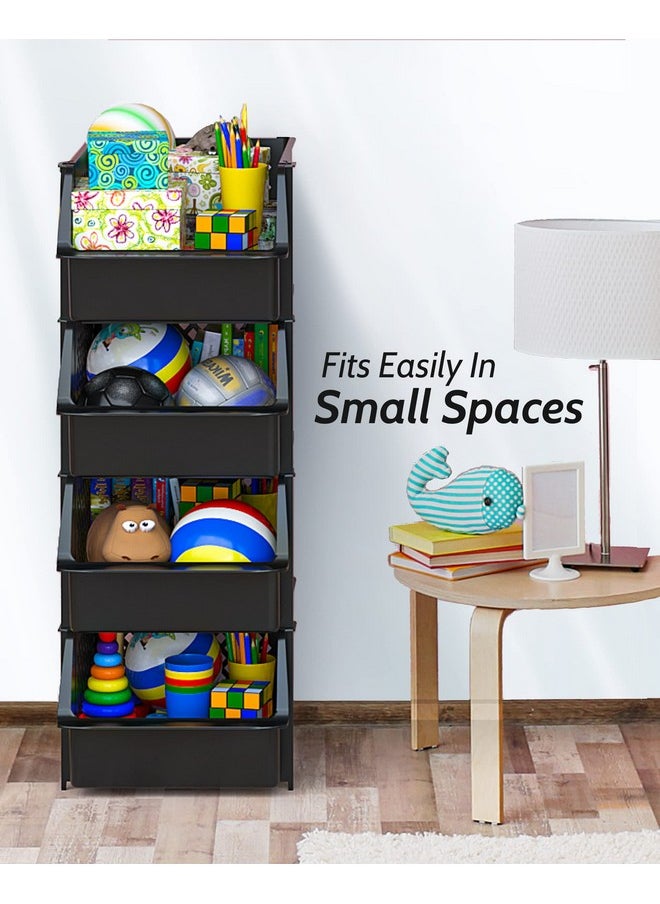 Skywin TidyFriend Stackable Storage Bins for Pantry, 4 Pack Stackable Bins For Organizing Food, Kitchen, and Bathroom Essentials (Black)  - Image 5