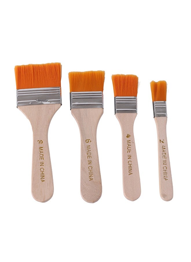 LAWAZIM Brush Set -4 Piece- Easy to Clean Assorted Sizes Streak-Free Coating Brushes with Comfortable Wooden Handles for Painting Projects - for Interior Exterior Furniture and DIY Home Decor Painting  - Image 1