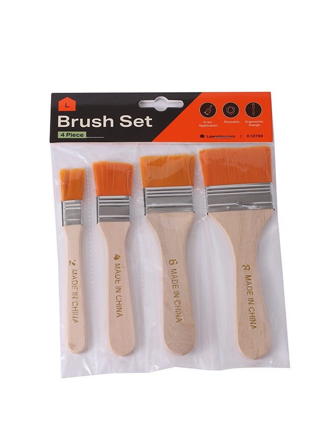 LAWAZIM Brush Set -4 Piece- Easy to Clean Assorted Sizes Streak-Free Coating Brushes with Comfortable Wooden Handles for Painting Projects - for Interior Exterior Furniture and DIY Home Decor Painting  - Image 4