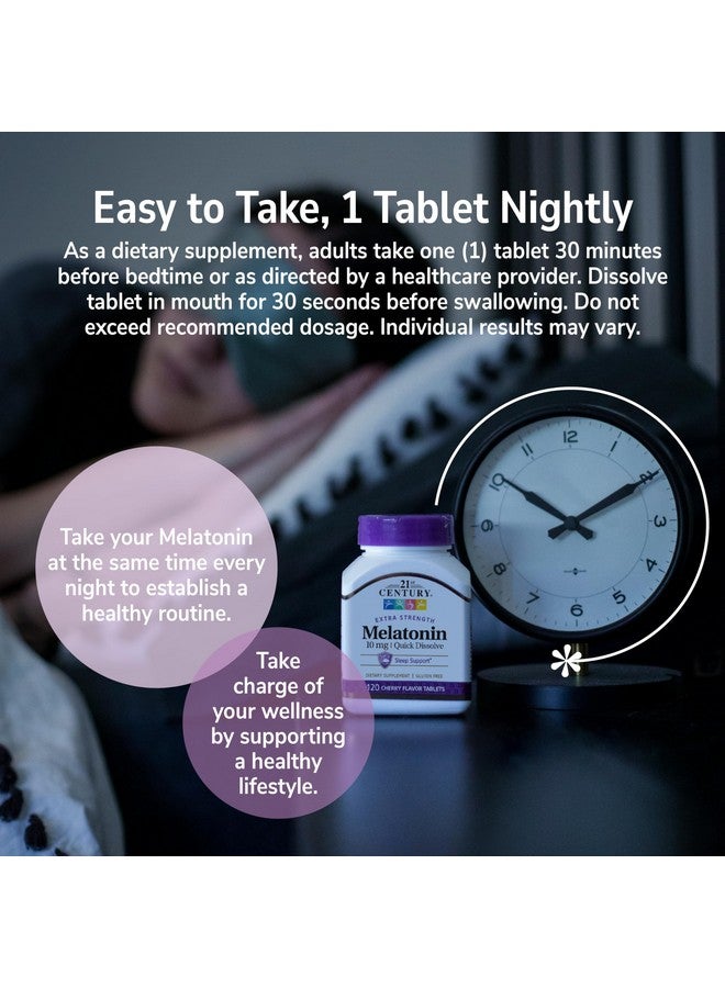 21st Century, Melatonin Quick Dissolve Tablets 10 mg, White, Cherry, 120 Count - Image 5