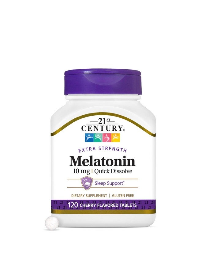 21st Century, Melatonin Quick Dissolve Tablets 10 mg, White, Cherry, 120 Count - Image 1