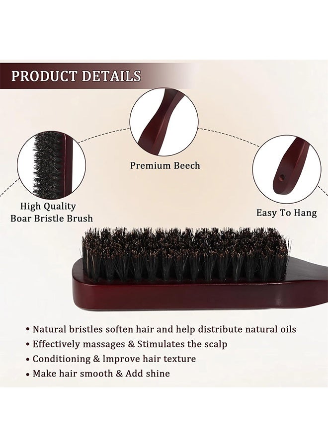2 Pcs Beard Brush for Men Natural Boar Bristle Brush for Grooming Beards and Mustaches Wooden Mustache Comb for Facial Hair - Image 2