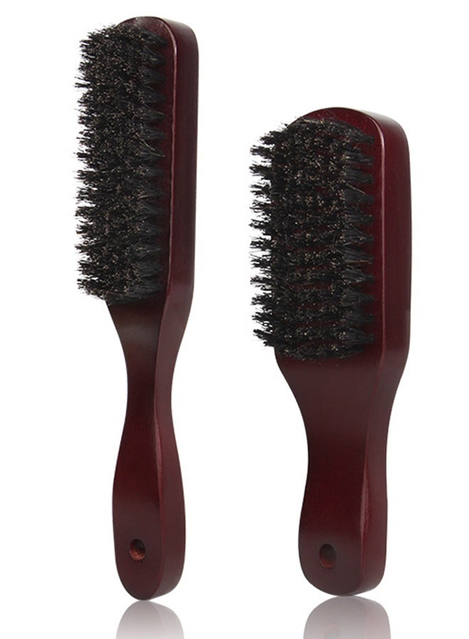 2 Pcs Beard Brush for Men Natural Boar Bristle Brush for Grooming Beards and Mustaches Wooden Mustache Comb for Facial Hair - Image 1