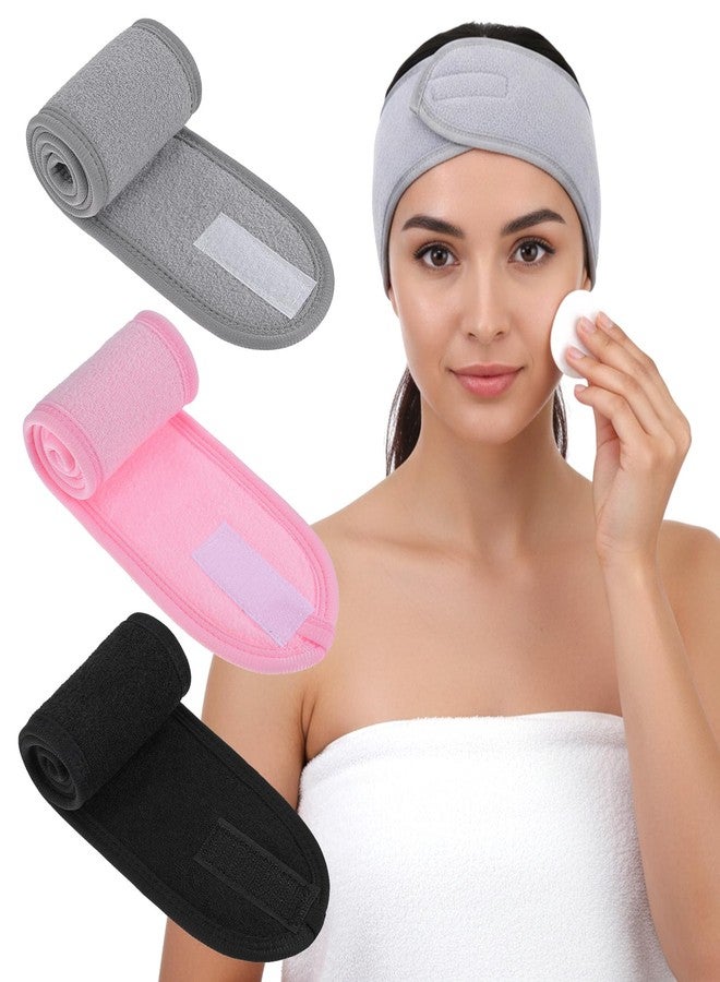 مجموعة من 3 ربطات شعر من قماش تيري من ValueBargain، ربطات شعر قابلة للتعديل للنساء، ربطات شعر من قماش تيري مانعة للانزلاق للعناية بالوجه والمكياج والاستحمام، ربطة شعر ناعمة قابلة للتمدد - Image 1