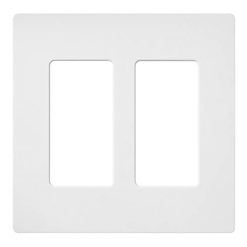 Lutron Claro 2 Gang Decorator/Rocker Wallplate, For Light Dimmers, Switches and Accessories, Snap-On Installation, No Visible Screws, Satin, SC-2-SW, Snow - Image 1
